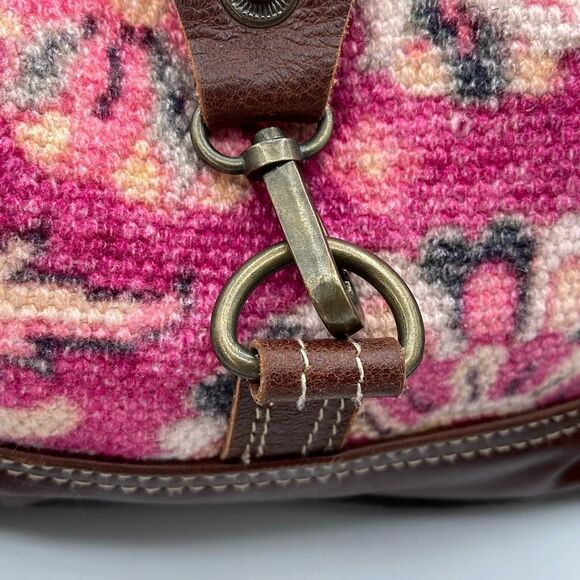 Myra crossbody leather tapestry distressed canvas bag. - Picture 3 of 14